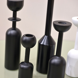 ins风格家居装饰木质烛台简约黑白木制蜡烛台样板房摆件摄影道具