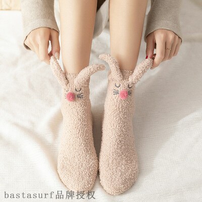 极速Autumn and winter new sleep socks Japanese three-dimensi