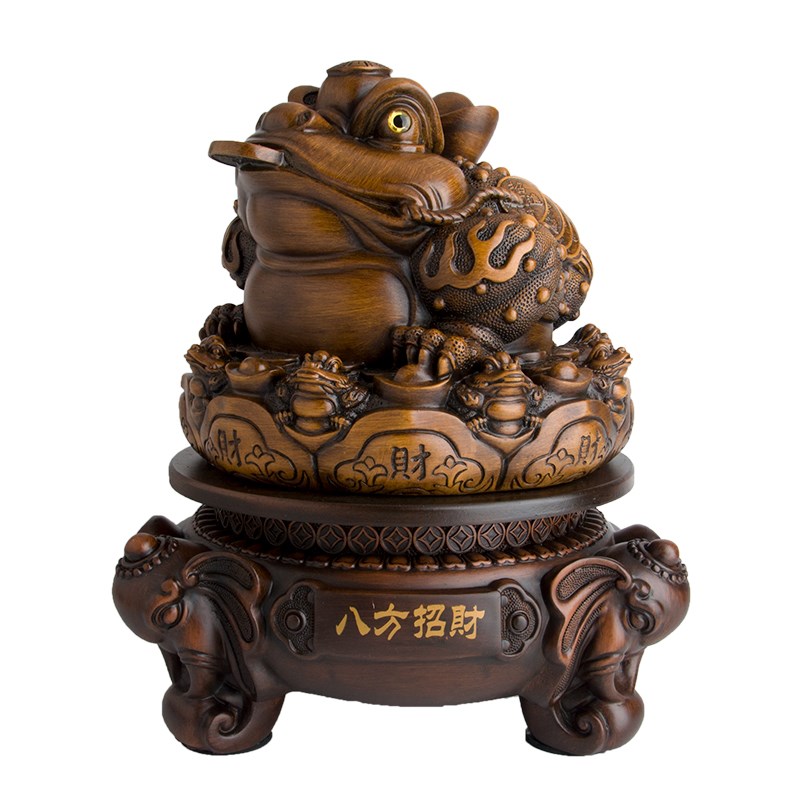 好货中式木纹旋转招财三脚金蟾蜍客厅店铺电视柜装饰品摆件旺财工