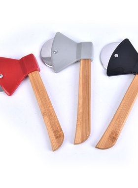 好货Axe Bamboo Handle Pizza Cutter Rotating Blade Home Kitch