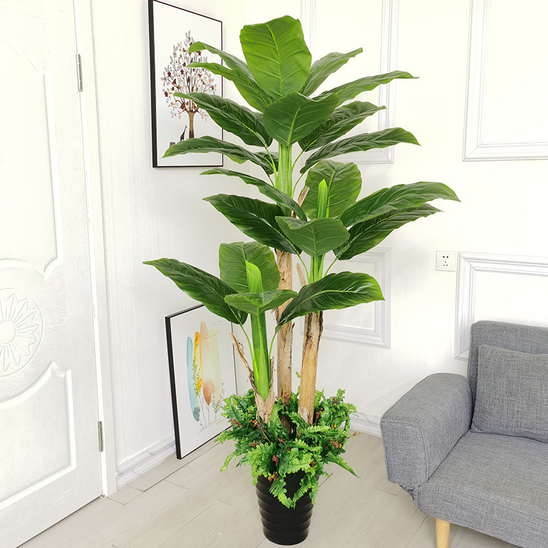 极速仿真植物盆景防真花客厅花假树装饰室内摆件大型绿植滴水观音