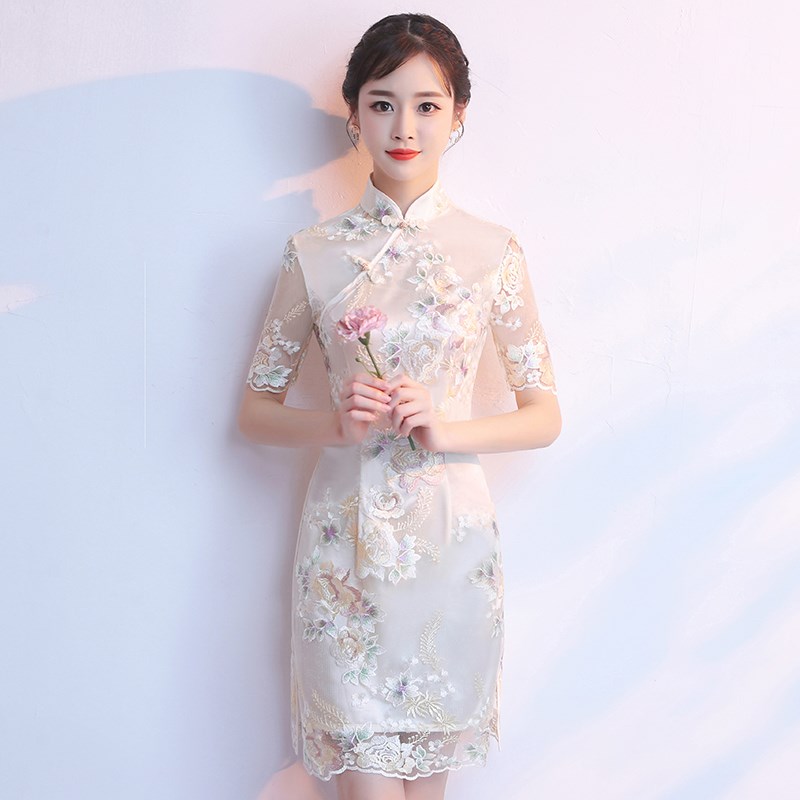 好货旗袍新款2025夏年轻款少女蕾丝裙夏季短款新式改良连衣裙女小