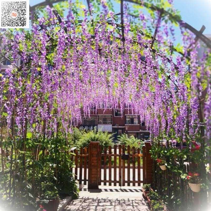 极速仿真创意紫藤花加密家居遮挡阳台拱门酒店墙面壁挂花藤房顶豆