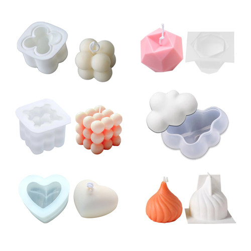 极速Bubble Cube Ball Silicone Candle Mold Round Mould Soy Wa