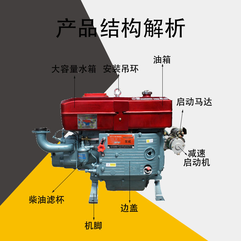 好货出口专用常州单缸柴油机Z1100L15马力小型风冷发动机农用船用