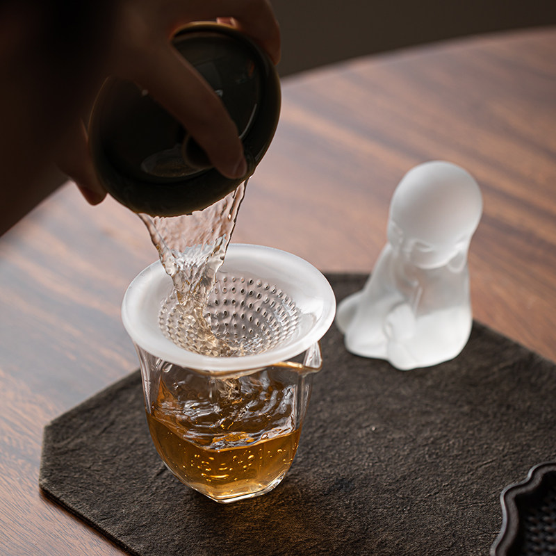 好货玻璃小和尚茶漏茶滤茶水分离茶具配件创意过滤茶叶茶隔茶道摆