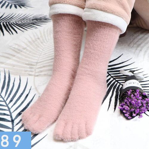 极速Women Thick Five Finger Socks Winter Warm Coral Fleece s