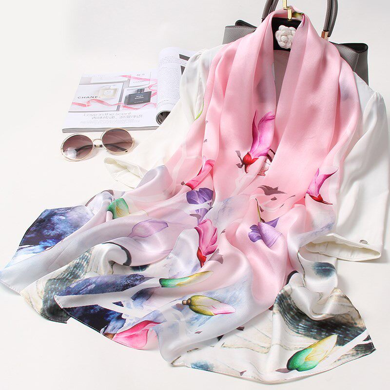 极速Silk Scarf for Women Print Satin Shawl Wraps Long Headsc