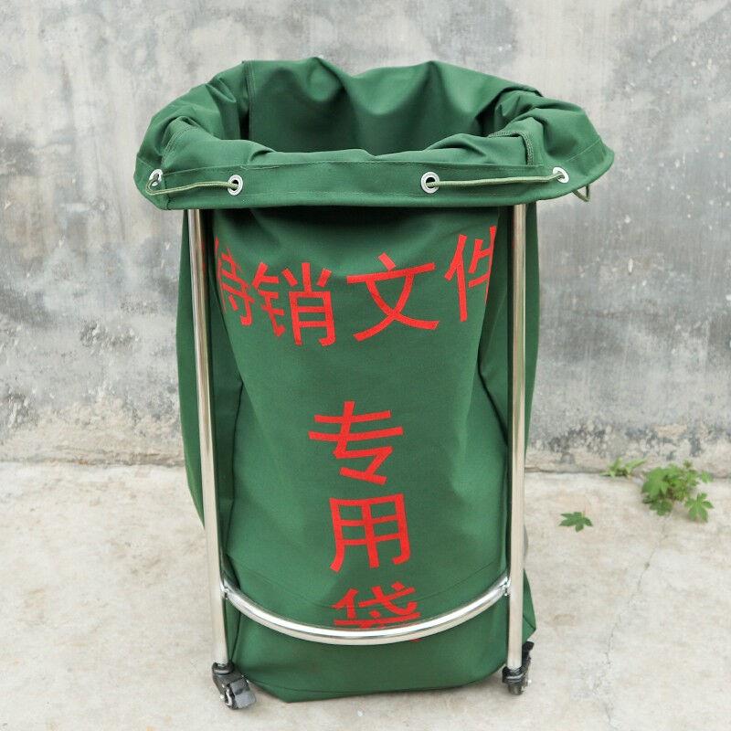 圆形不锈钢带轮文件架文件架资料待销毁文件袋子支撑架打包集