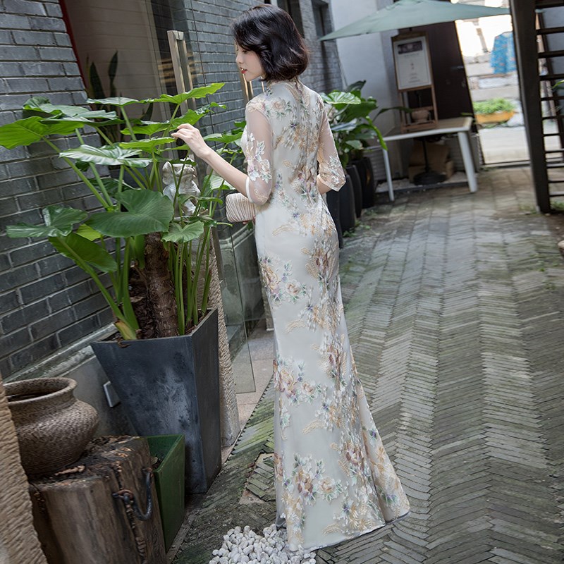 好货改良旗袍2025年新款宴会高贵女高端长款鱼尾晚礼服优雅走秀演