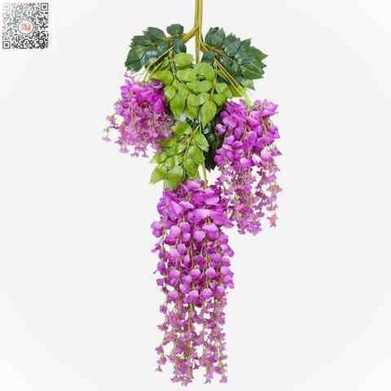 极速客厅仿真花藤豆花藤蔓遮挡壁挂吊篮洋兰花紫藤创意空调酒店塑