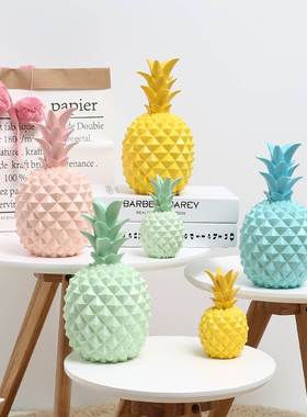 北欧创意凤梨家居饰品卧室个性树脂摆设存钱筒置物架装饰摆饰