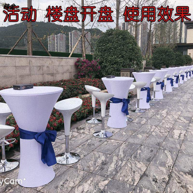 好货高脚桌吧台桌圆形简约鸡尾酒桌子升降小圆桌高脚酒吧白色吧椅