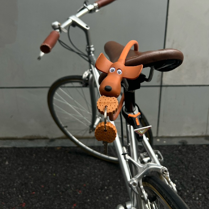 车锁锁小狗饼干插锁小狗长脸钥匙扣造K型矽胶自行车防盗卡通