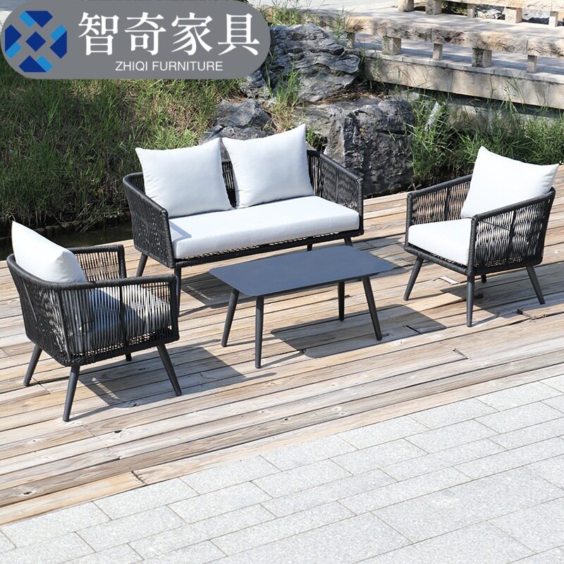 户外休闲藤编沙发庭院家具民宿室外花园露台阳台仿藤椅沙发四件套