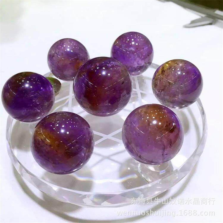 沁佩水晶紫黄晶七星阵摆件福气纳福扬正气助财气款灵石