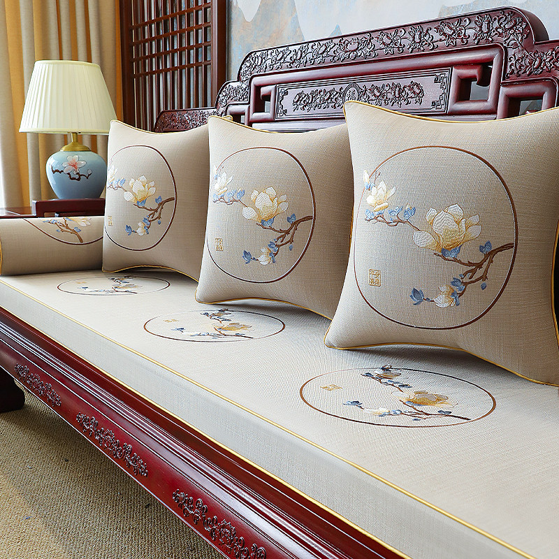红木沙发垫定制新中式罗汉床五件套加硬海绵实木沙发垫子定制防滑