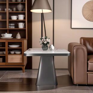 轻奢美容院接待小茶几四方形角几岩板沙发边几大理石网红桌子靠墙