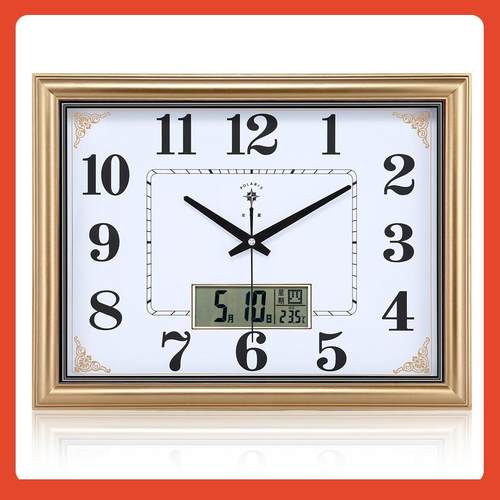 □20寸客厅夜光大挂钟钟表办公简约挂表家用静音时钟万年历