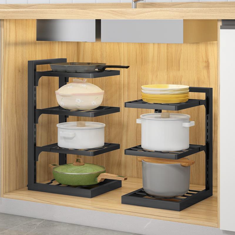 锅架专放锅具收纳厨房不锈钢架子置物架下水槽多层家用柜子内分