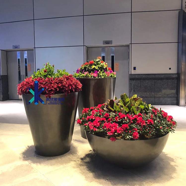 户外玻璃钢花盆组合商场艺术花坛景观花池圆形树池落地大花钵