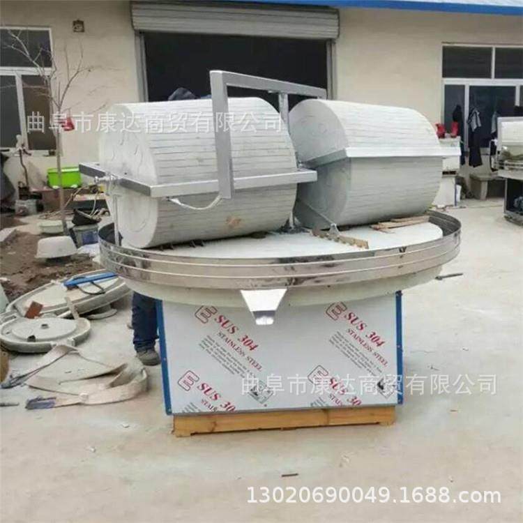 双辊石碾碾谷子机器电动石磨磨面机碾辣椒面粉机器1.8米碾子