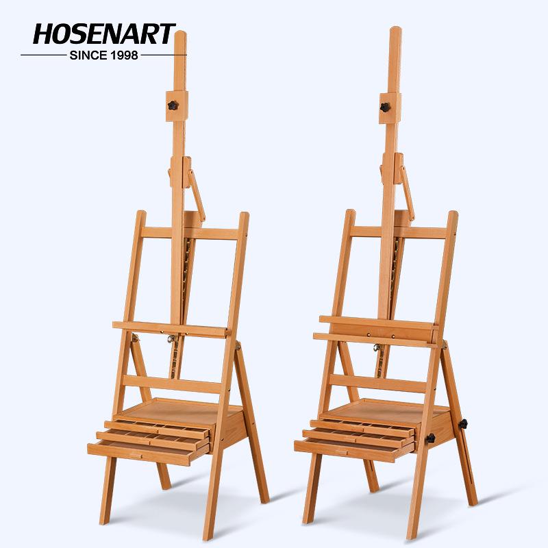 美术生专用支架式画架展示架木制画架可折叠素描油画三层抽屉画架