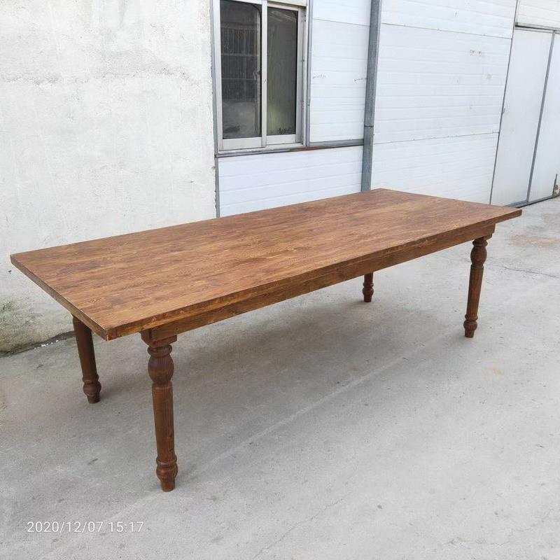 户外便携实木餐桌可拆装松木实木长桌子欧式复古木制长方形桌台