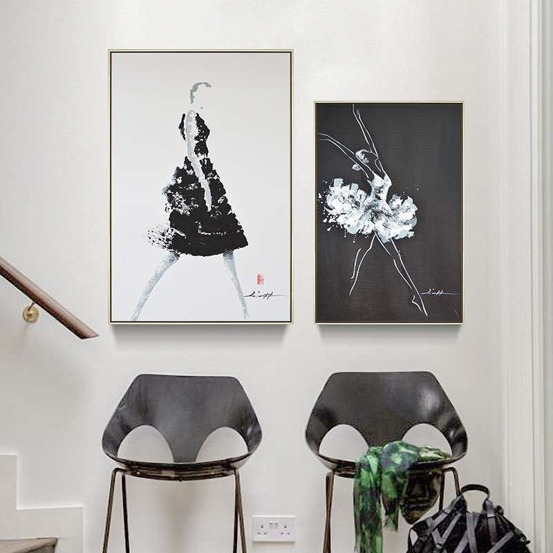 工业风黑白人物装饰画现代简约客厅挂画北欧艺术油画卧室床头壁画图片