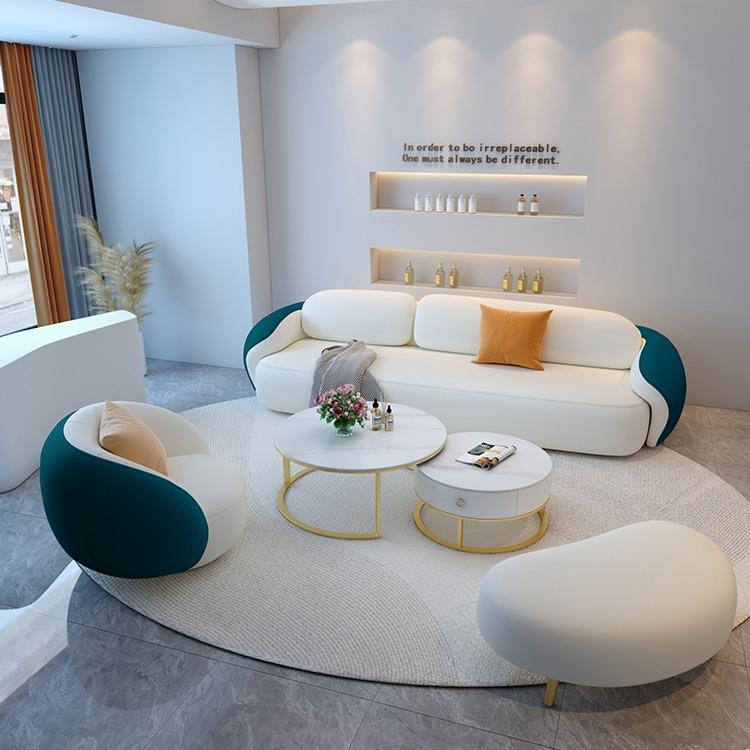 办公室弧形科技皮沙发现代会客区接待室洽谈会议沙发多功能组合