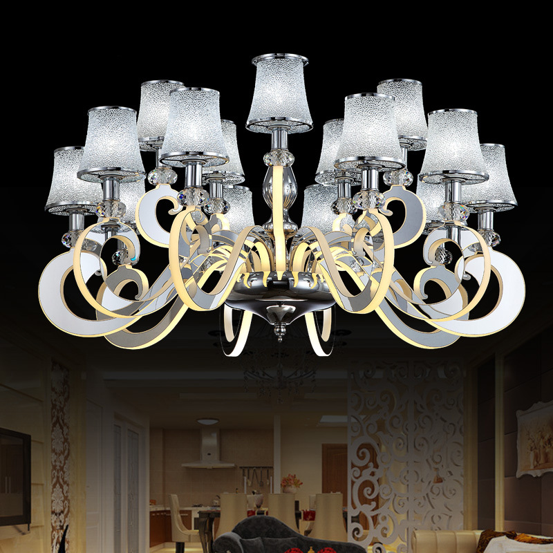 2020新款智能亚克力水晶灯臂发光吊灯简约圆客厅餐厅现代水晶吊灯