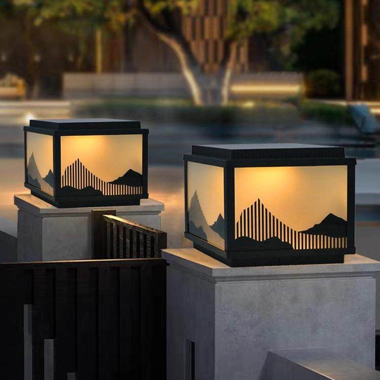 太阳能柱头灯现代简约大门柱灯户外防水庭院灯别墅围墙花园柱子灯