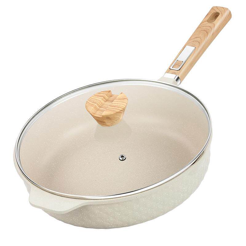 热销摩兰德不粘煎炒锅米白麦饭石平底牛排煎锅状元锅全灶具用