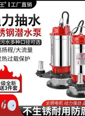 不锈钢潜水泵220V家用小型抽水