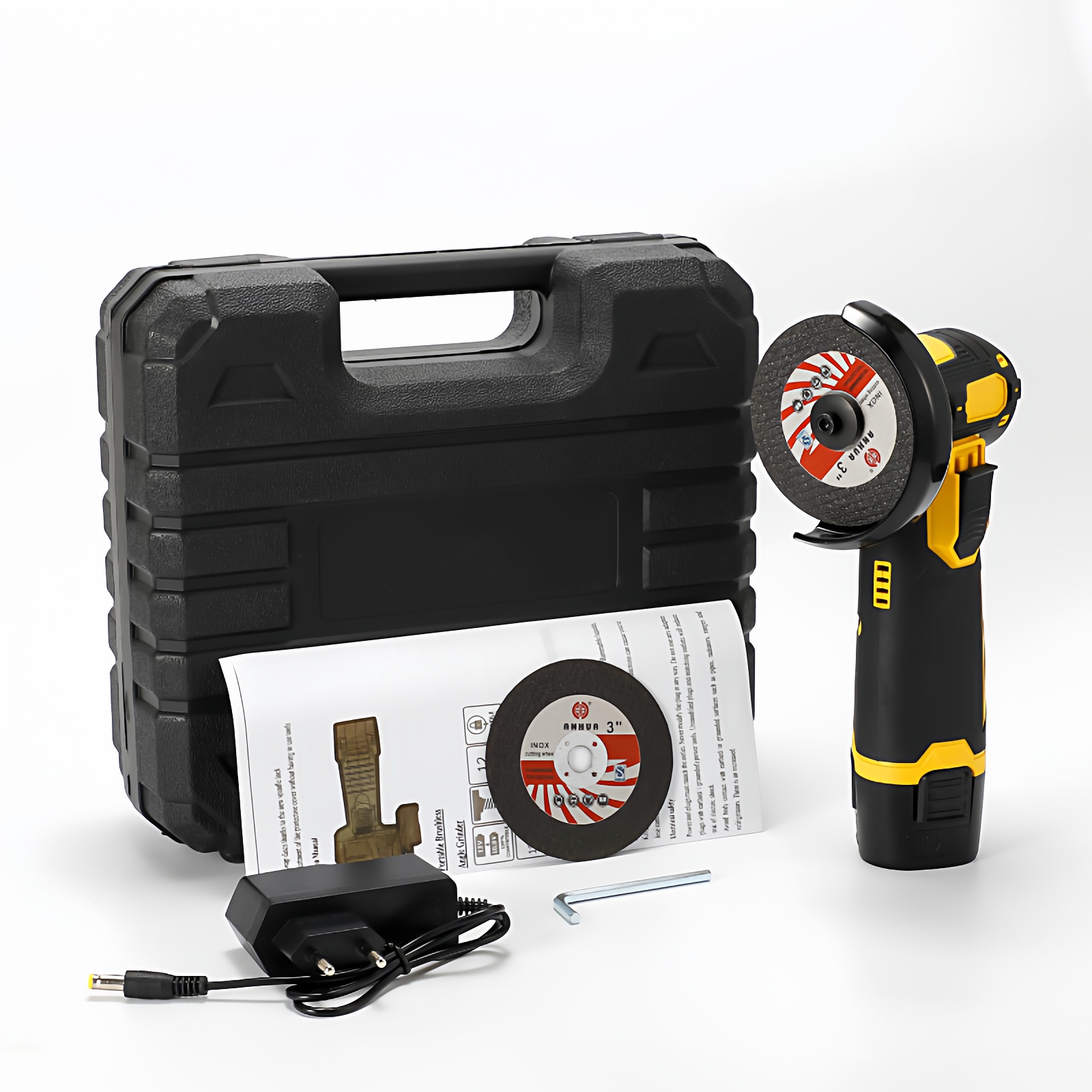 塑盒装无刷无线锂电角磨机迷你切割机砂轮机动力电池款76mm切割片