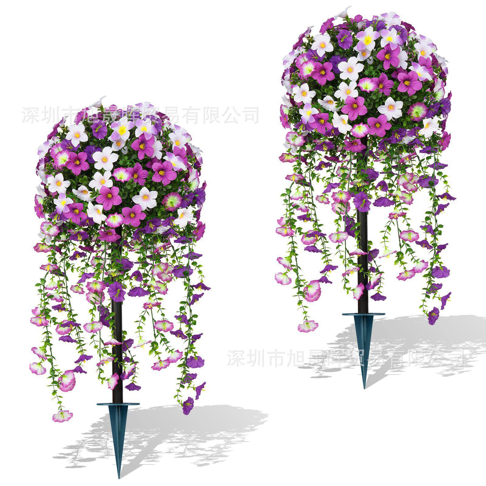 牵牛花大地插藤条尤加利假花婚礼场景布置家居装饰绿植批发