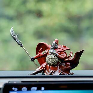 中式陶瓷关羽摆件家居装饰紫砂创意人物关公关二爷车内载车小摆件