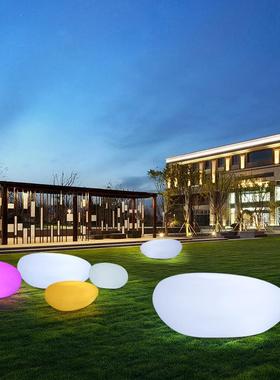 LED发光石头凳子户外公园椅广场商场休息区休闲椅仿真鹅卵石坐凳