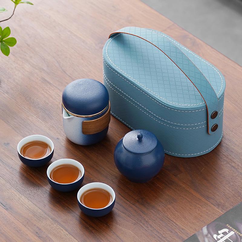 旅行茶具套装简约户外便携式陶瓷快客杯一壶四杯办公室功夫泡茶壶
