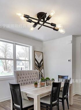 热销北欧工业风铁艺吸顶灯卧室书房客房灯创意LED灯