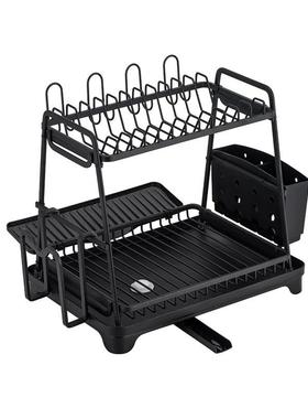 直销铝制厨房碟架铝合金双层加厚拆装沥水碗碟架厨房置物架