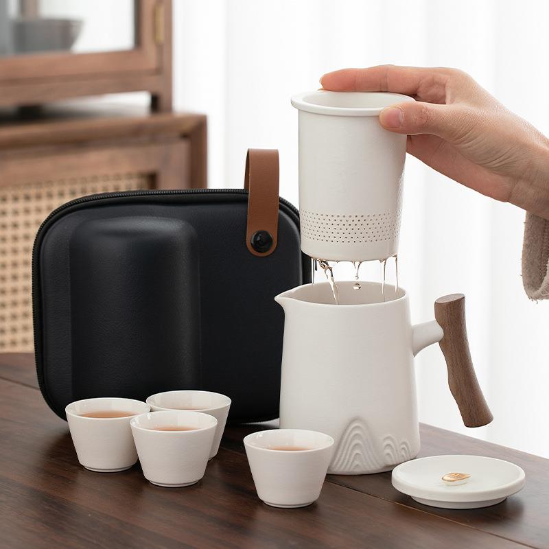 便携式旅行茶具小套装户外简易功夫泡茶壶茶杯随身露营舟山快客杯