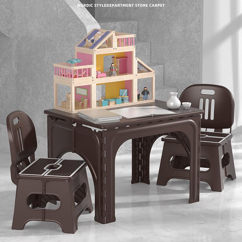 塑料折叠桌子户外便携式简易餐桌家用儿童写字台手提桌椅套装