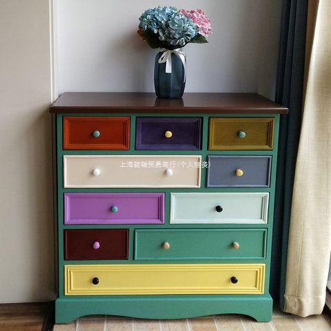 y&y&美式复古实木五斗柜家用客厅抽屉式五斗橱简约现代卧室多层