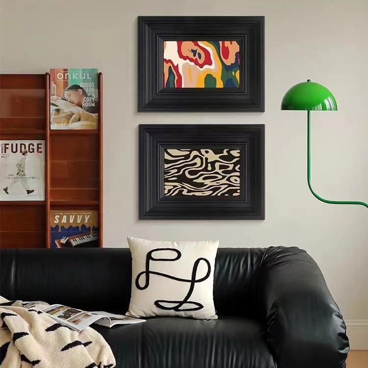 中古风蒙德里安客厅组合装饰画轻奢法式复古壁画餐厅艺术装饰挂画