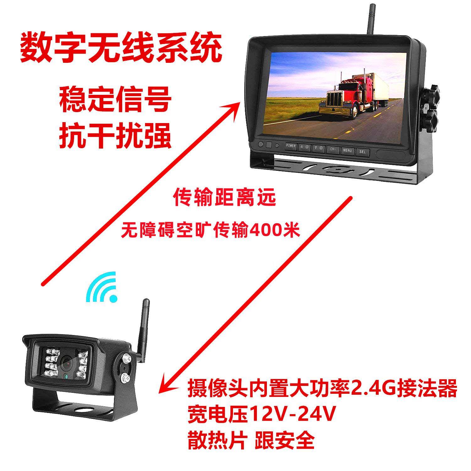 7寸AHD数字无线2.4G对码显示器传输稳定抗干扰高清1080P倒车系统