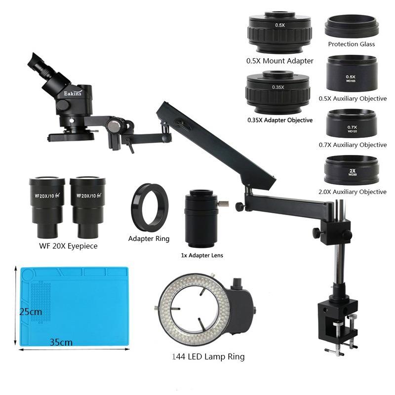 7-45X变倍三目0.5X0.7X2X物镜32立柱摇臂支架实验室立体显微镜