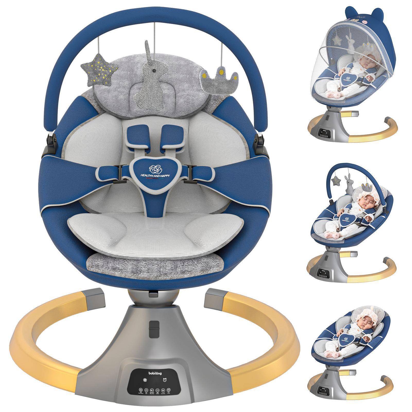 哄娃婴儿摇摇椅宝宝哄睡躺椅带娃新生儿摇摇床电动摇篮椅安抚神器