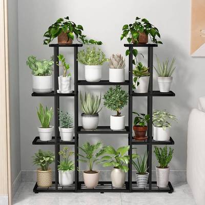 花架子阳台落地阶梯式铁艺花架多层可移动置物架阳台植物放置架