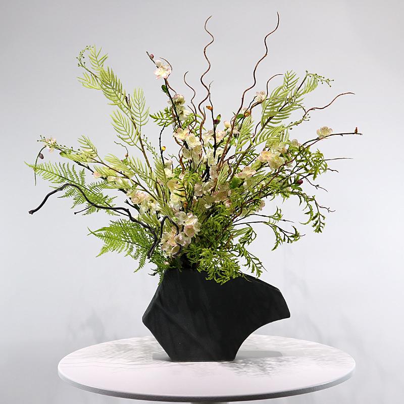 仿真梅花花艺绿植插花新中式现代样板房售楼部前台玄关柜茶几摆件